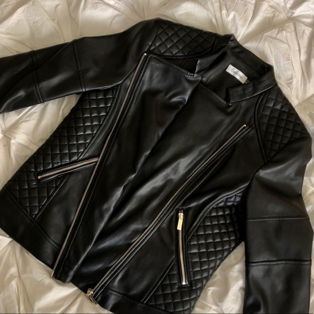🖤 Calvin Klein Faux-Leather Jacket in Black